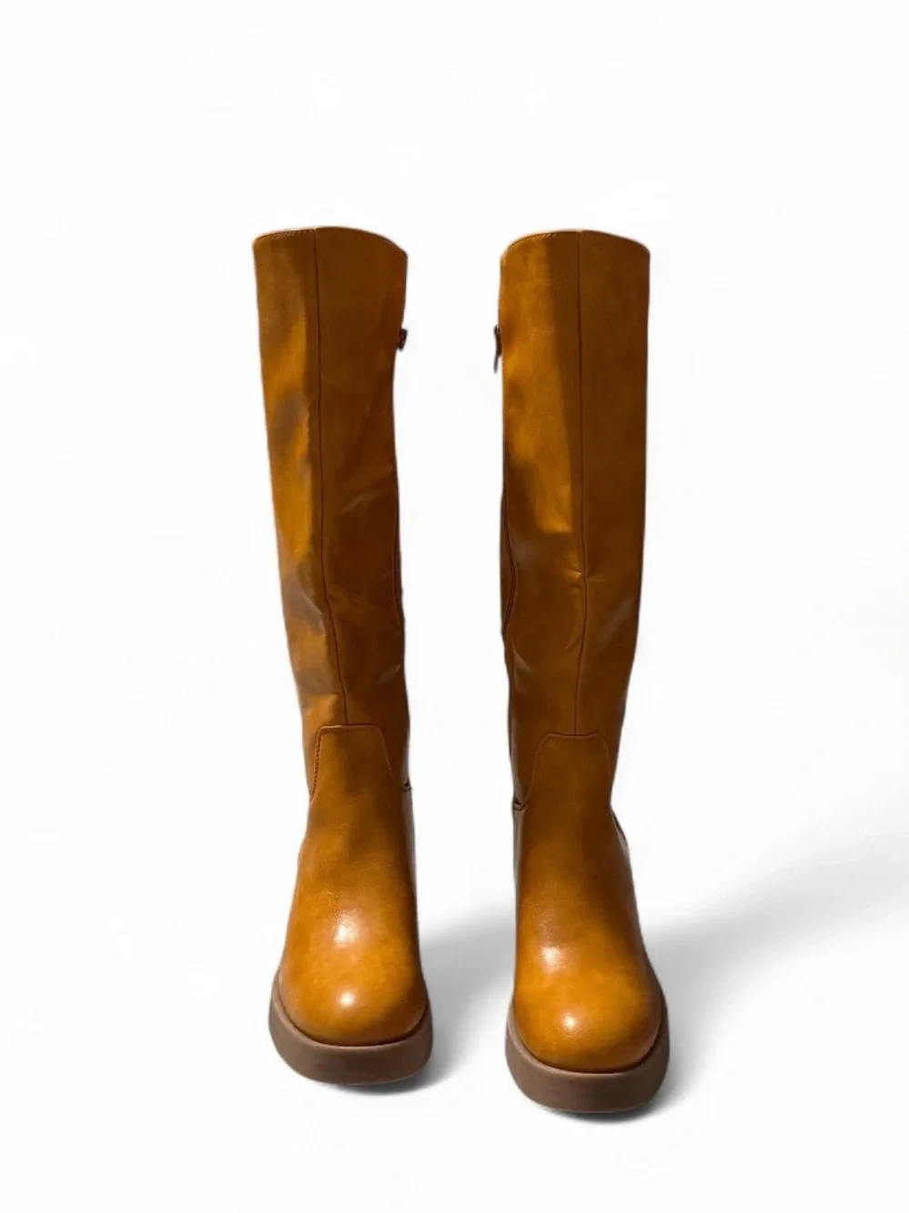 NEW Women's Over-the-Knee Leather Boots in Cognac Brown size 39 US=8-8.5